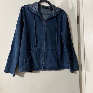 Vintage Lemon Grass Chic Blue Denim Hoodie  Lightweight Jacket / Casual/Size M